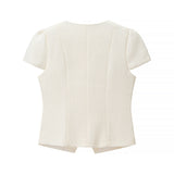 Short Sleeve Button Front Top and Skirt Set