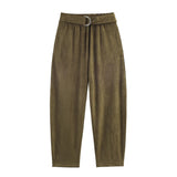 Long Sleeve Draped Top and Tapered Pants Set