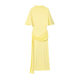 Elegant Draped Maxi Dress Side Slit Evening Dress