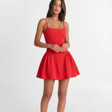 Elegant Flared Mini Dress Spaghetti Strap Party Dress