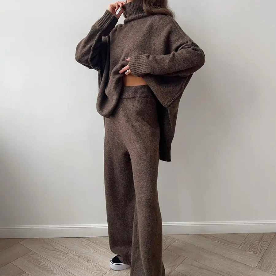 Relaxed Turtleneck Knit Lounge Set