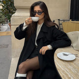 Elegant Double-Breasted Long Trench Coat